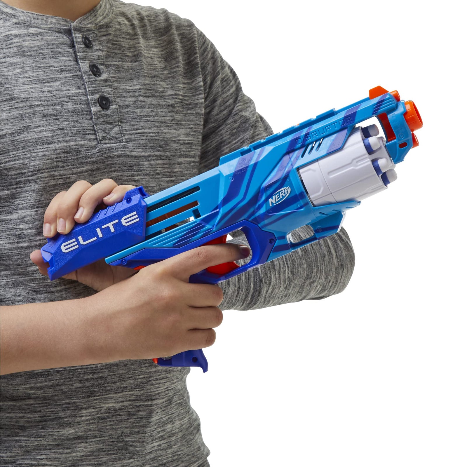 NERF Elite Disrupter Blaster - 6-Dart Rotating Drum, Slam Fire, Translucent Red (Amazon Exclusive)
