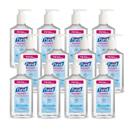 PURELL Advanced Hand Sanitizer Refreshing Gel, Clean Scent, 12 fl oz Pump Bottle (Pack of 12) - 3659-12