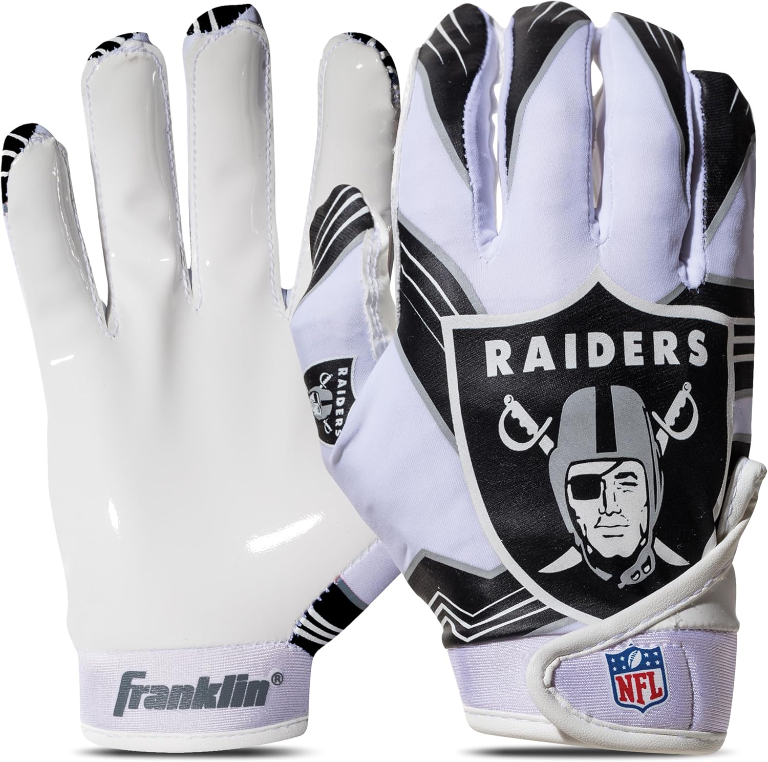 Franklin Sports Youth NFL Football Receiver Gloves - Kids Football Gloves Pair - NFL Team Logos and Silicone Palm