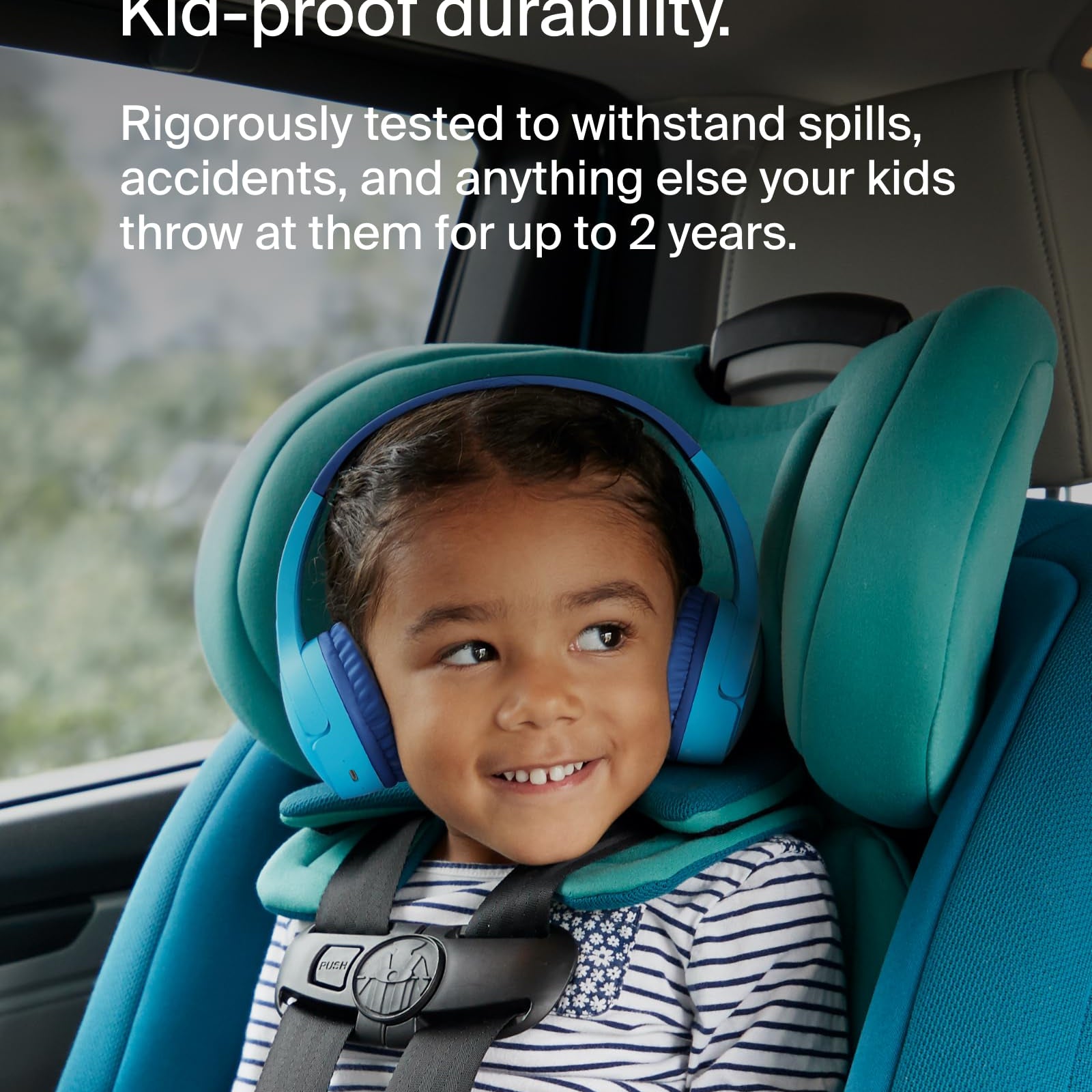 Belkin SoundForm Mini - Wireless Bluetooth Kids Headphones, 30H Battery, 85dB Safe Volume Limit, Built-in Microphone - Toddler On-Ear Earphones for iPhone, iPad, Fire Tablet, Ideal for School - White