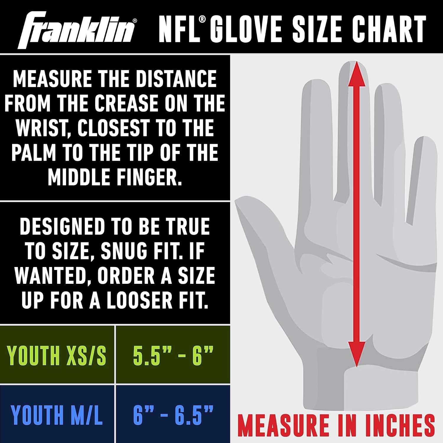 Franklin Sports Youth NFL Football Receiver Gloves - Kids Football Gloves Pair - NFL Team Logos and Silicone Palm