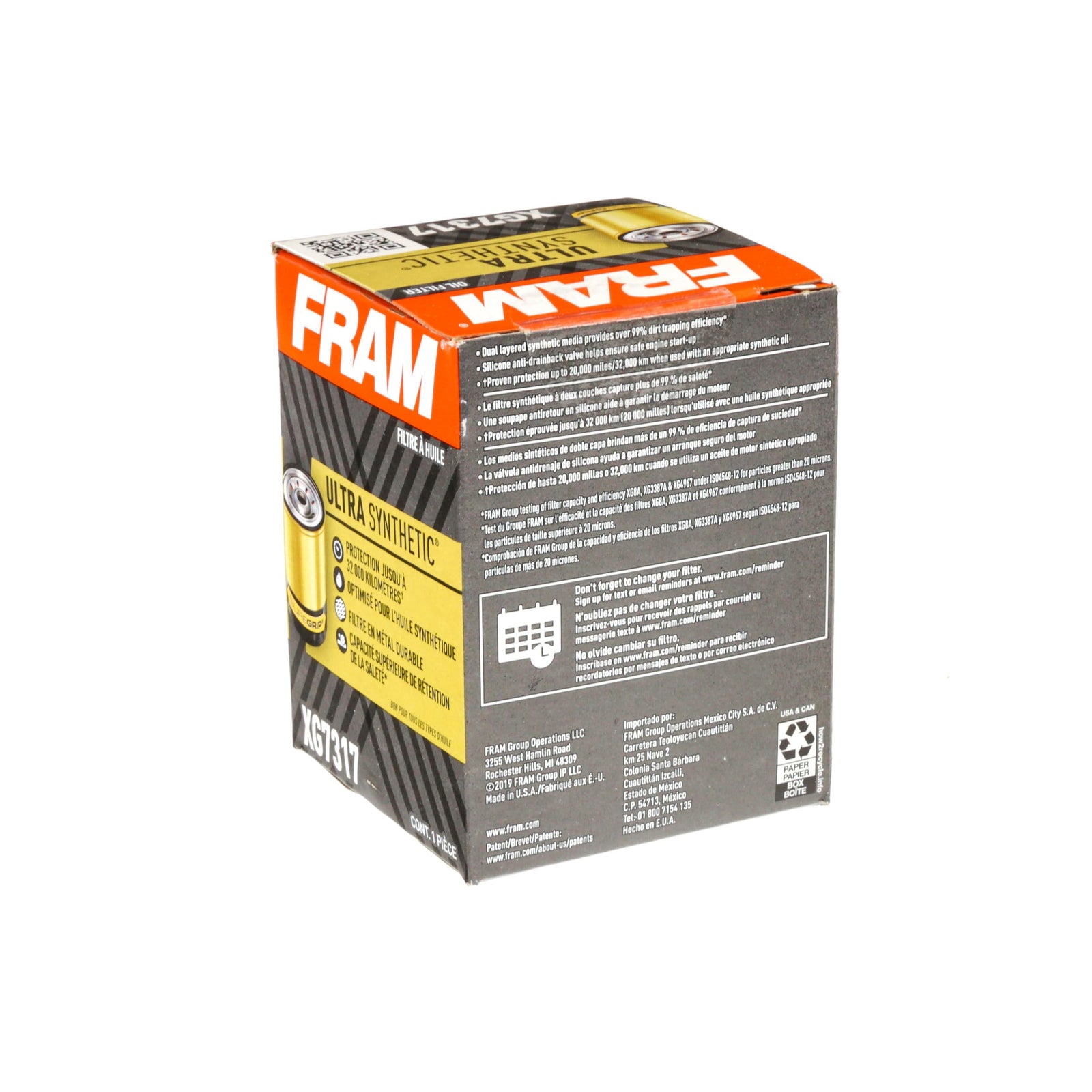 FRAM Synthetic XG7317P 20K Mile Change Automotive Replacement Engine Oil Filter for Synthetic Oil Changes, Premium Vehicle Engine Protection Oil Filter for Select Vehicle Model Years