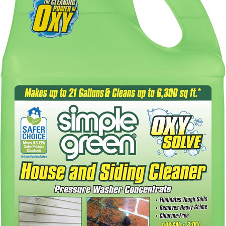 Oxy Solve House and Siding Pressure Washer Cleaner - Removes Stains from Mold & Mildew on Vinyl, Aluminum, Wood, Brick, Stucco - Concentrate 1 Gal.
