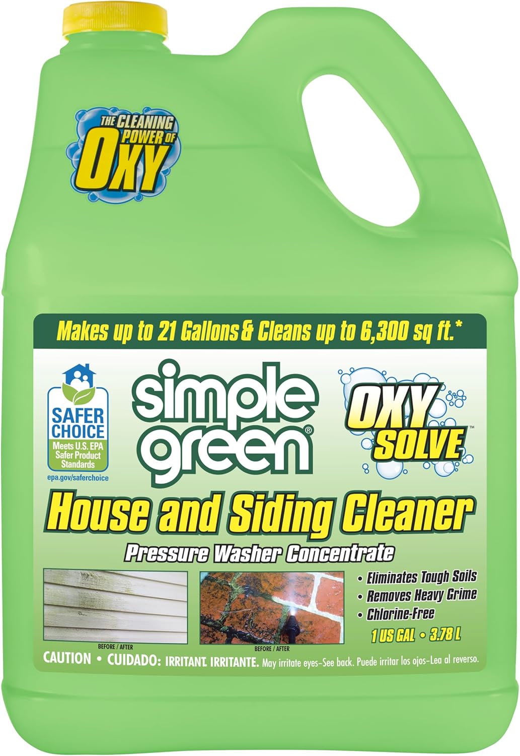 Oxy Solve House and Siding Pressure Washer Cleaner - Removes Stains from Mold & Mildew on Vinyl, Aluminum, Wood, Brick, Stucco - Concentrate 1 Gal.