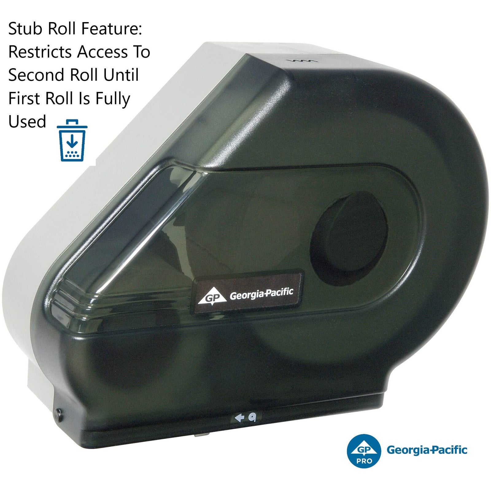 Georgia-Pacific Single-Roll Jumbo Toilet Paper Dispenser by GP PRO (Georgia-Pacific), Translucent Smoke, 59009, 10.610" W x 5.390" D x 11.290" H