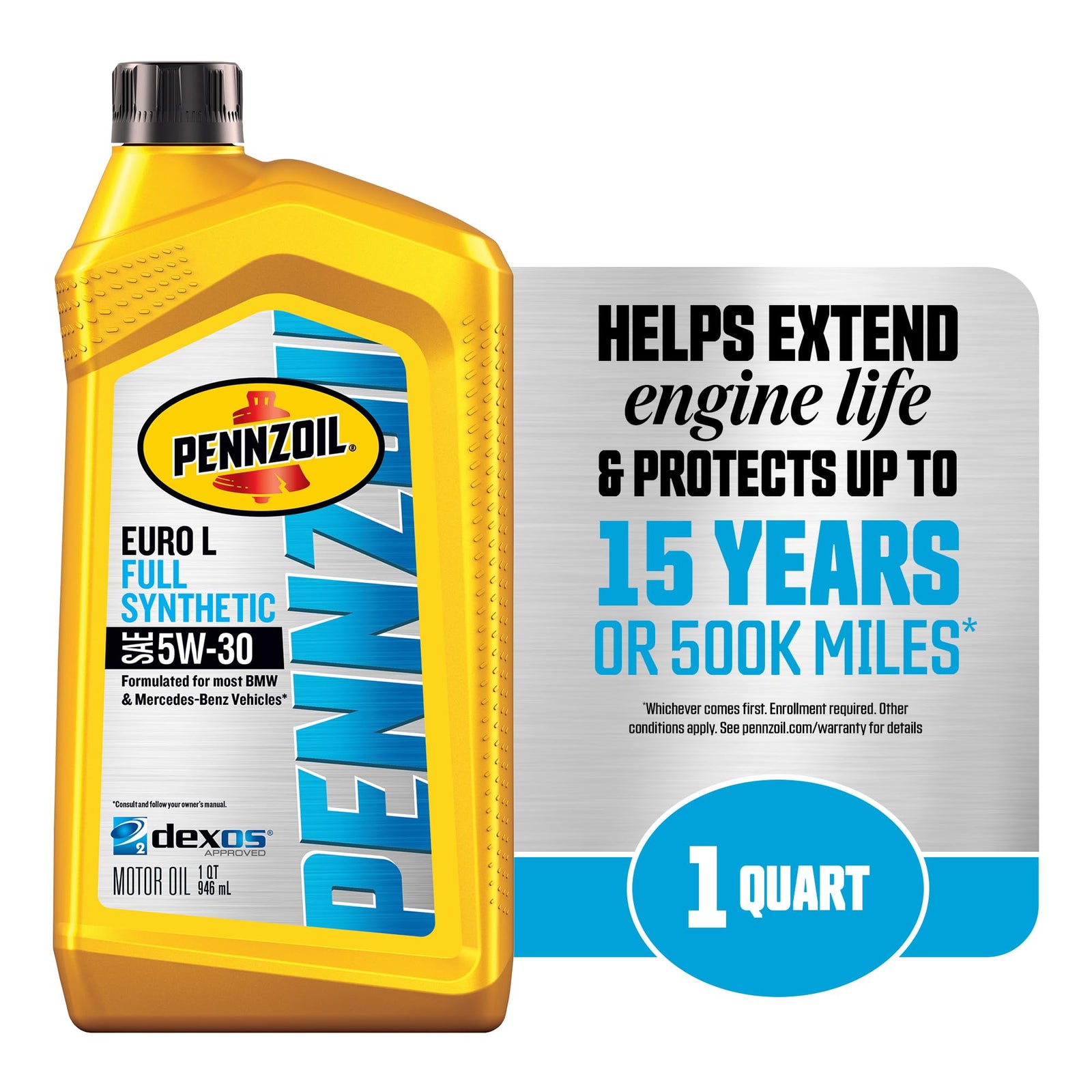 Pennzoil Platinum Euro L Full Synthetic 5W-30 Motor Oil, 5 Quart (3 Pack)