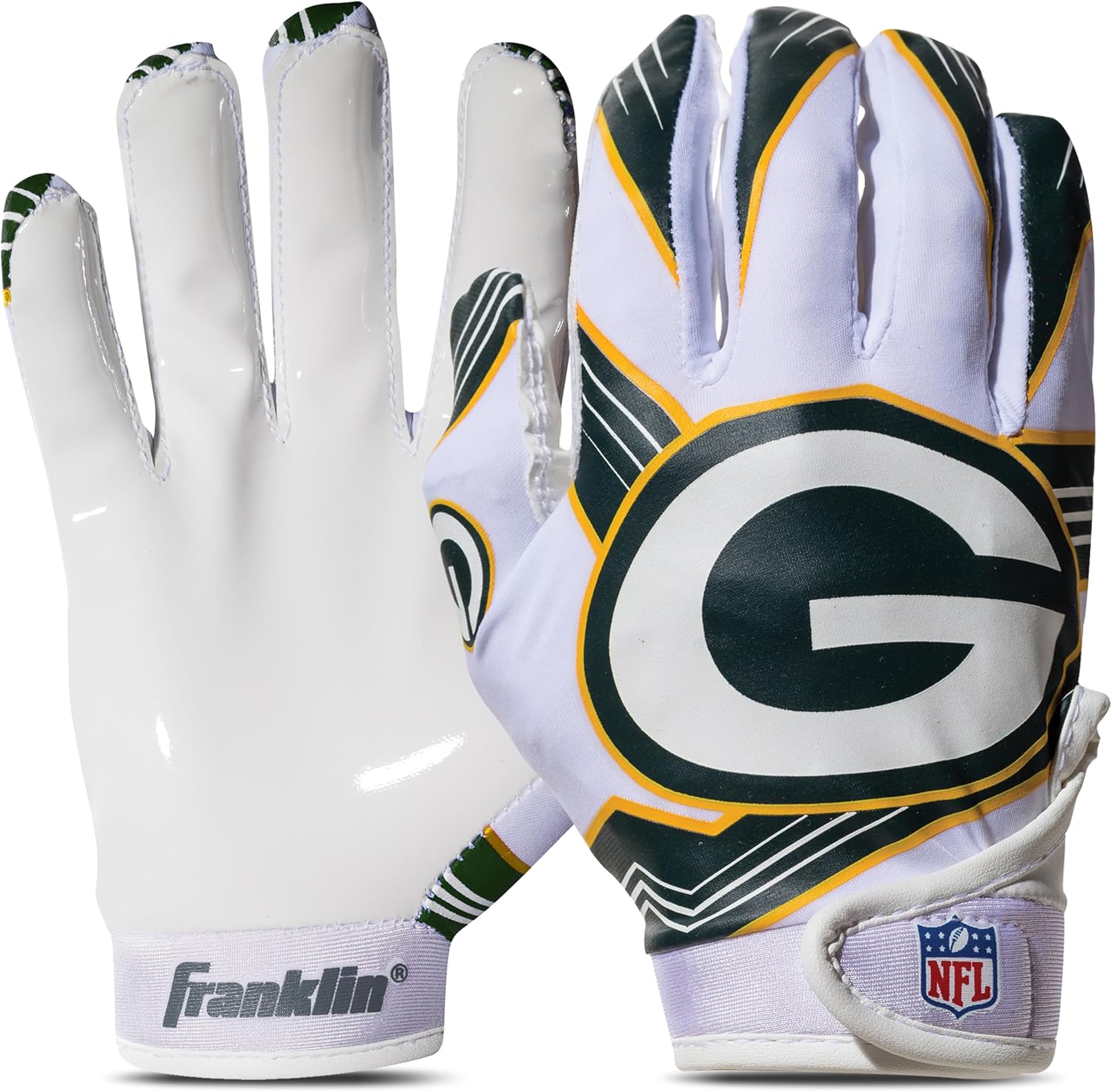 Franklin Sports Youth NFL Football Receiver Gloves - Kids Football Gloves Pair - NFL Team Logos and Silicone Palm
