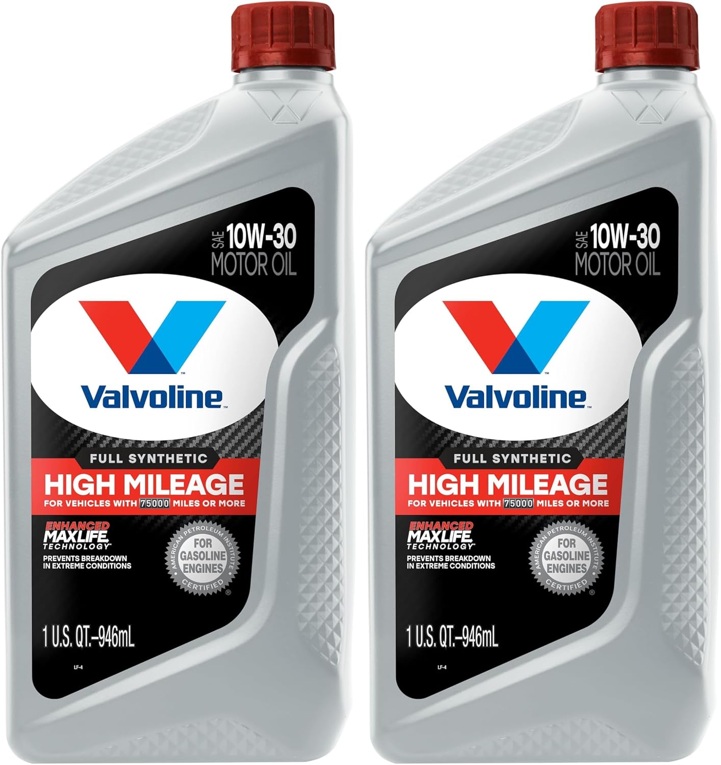 Valvoline Full Synthetic High Mileage with MaxLife Technology SAE 0W-20 Motor Oil 5 QT, Case of 3