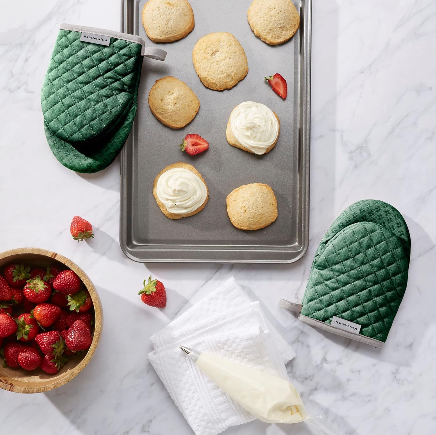 KitchenAid Asteroid Mini Oven Mitt Set, 5.5"x8", Charcoal Grey, 2 Piece