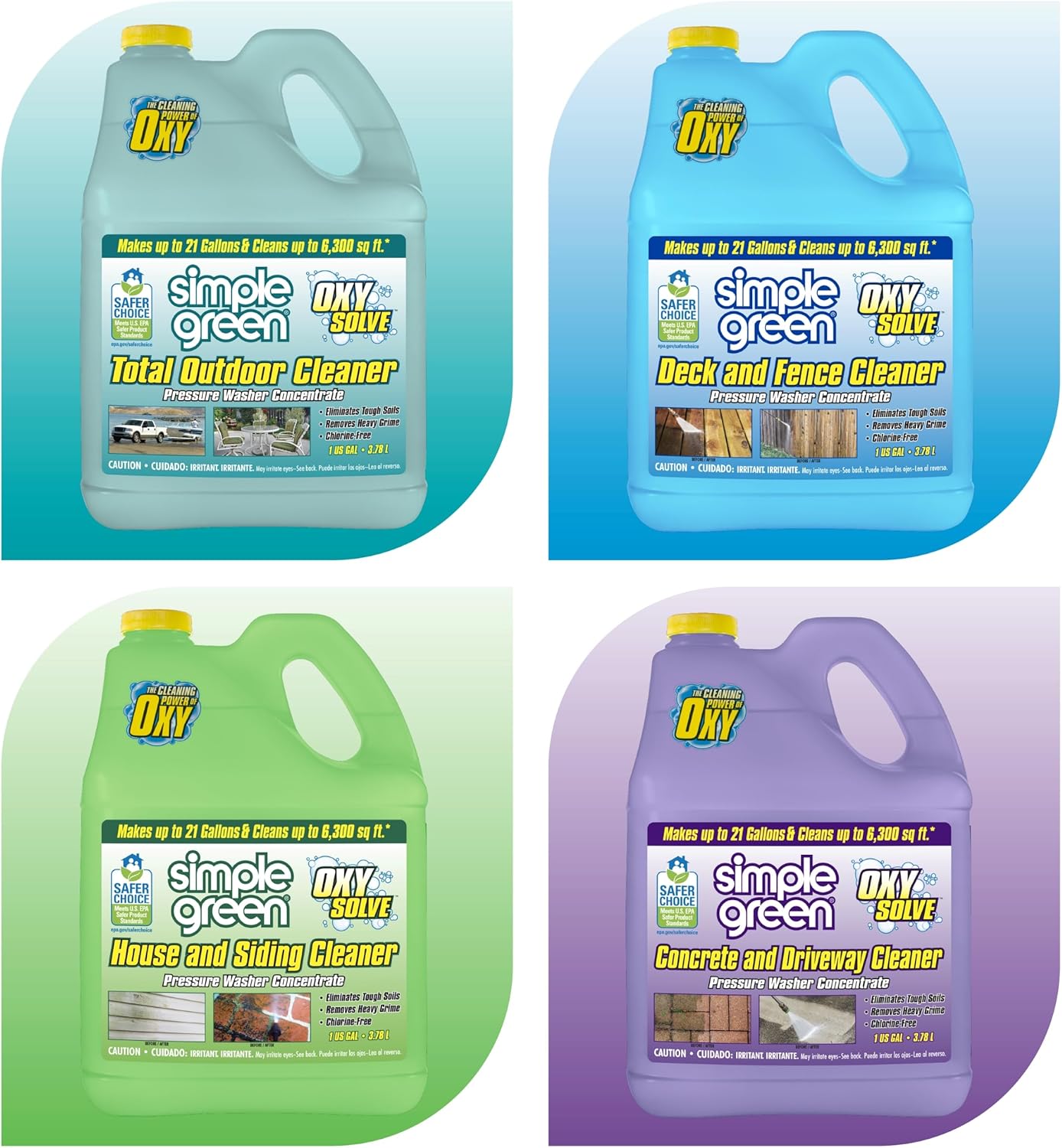 Oxy Solve House and Siding Pressure Washer Cleaner - Removes Stains from Mold & Mildew on Vinyl, Aluminum, Wood, Brick, Stucco - Concentrate 1 Gal.