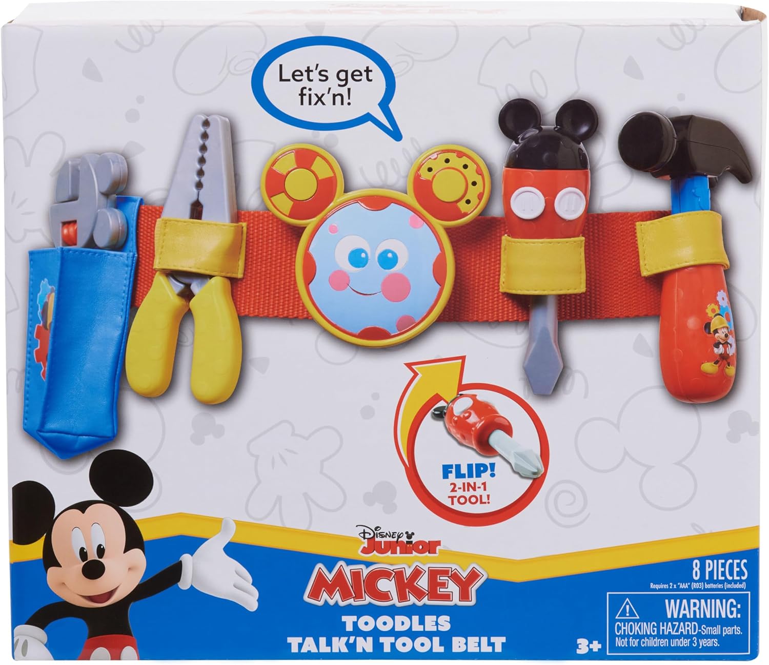 Disney Mickey Toodles Talk'n Toolbelt and Kids Play Tool Accessories for Dress Up and Pretend Play, Kids Toys for Ages 3 Up by Just Play