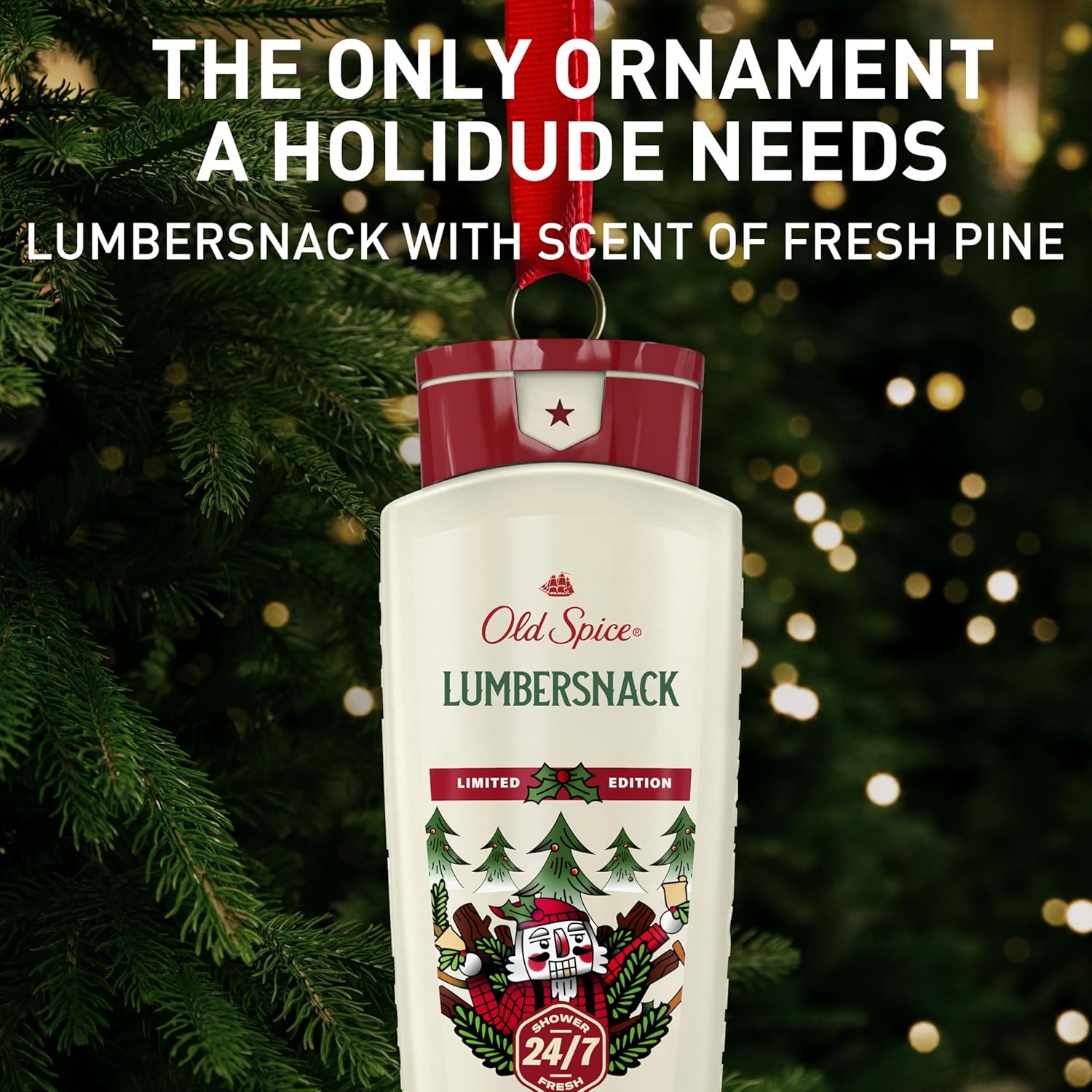 Old Spice Body Wash for Men, Holidudes Holiday Edition, 24/7 Holiday Freshness, Lasting Scent and Rich Lather, Stocking Stuffer, Lumbersnack with Fresh Pine Scent, 16 oz