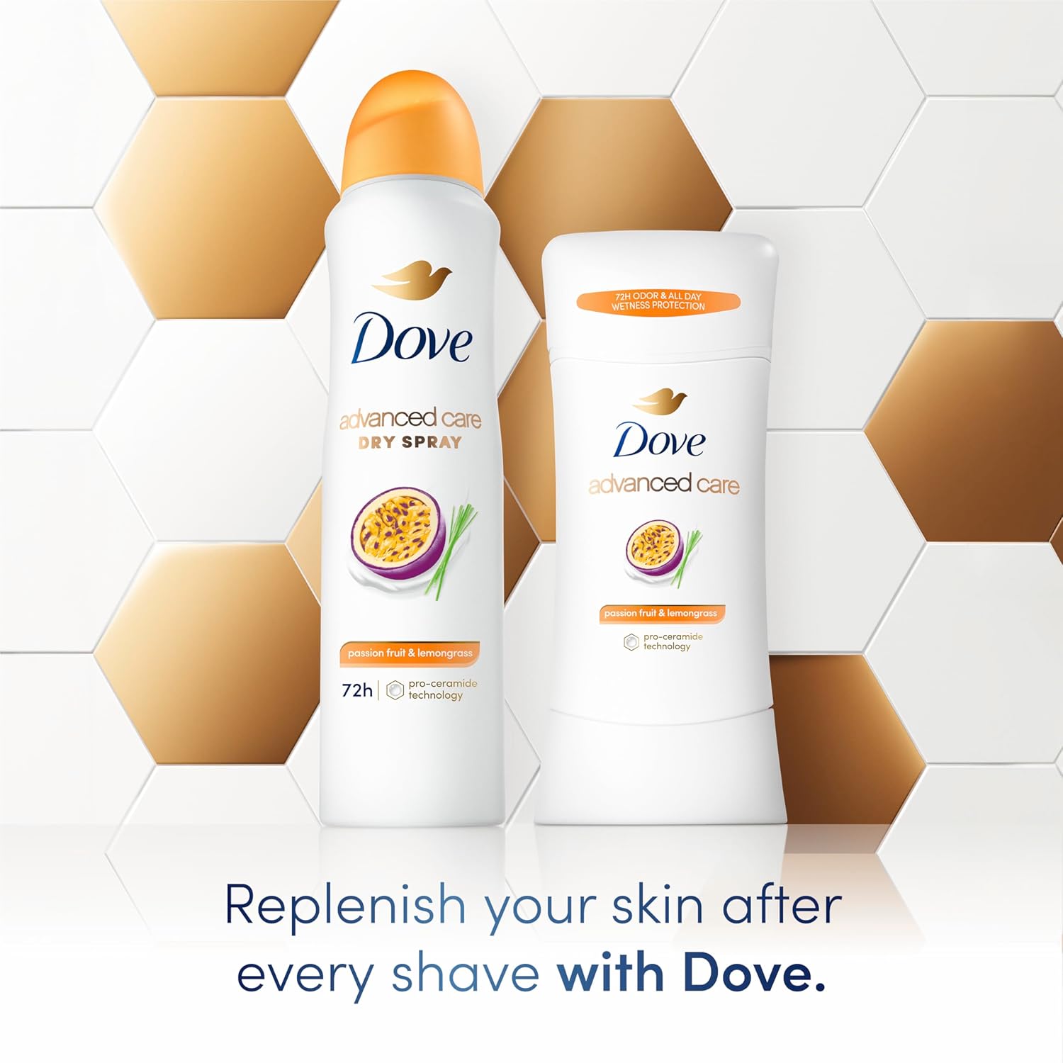 Dove Advanced Care Antiperspirant Deodorant Stick Cool Essentials 4 ct for helping your skin barrier repair after shaving 72 hour odor control and sweat protection with Pro Ceramide Technology 2.6 oz
