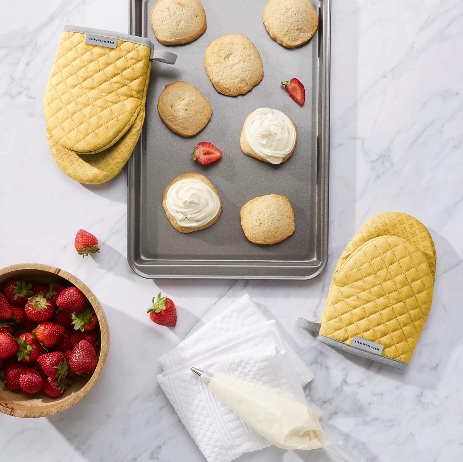 KitchenAid Asteroid Mini Oven Mitt Set, 5.5"x8", Charcoal Grey, 2 Piece