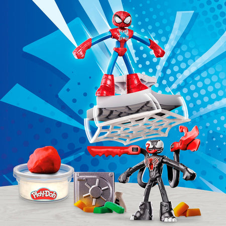 Play-Doh Marvel Spider-Man Launch & Slice Battle Playset with 2 Bendy Action Figures and 7 Accessories, Imagination Toys for Boys & Girls 4 Years & Up