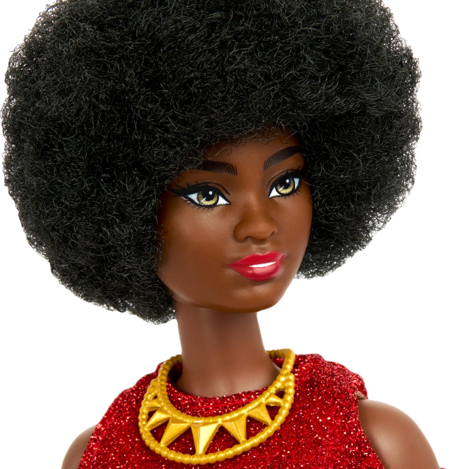 Barbie Fashionistas Doll #221 with Natural Black Hair Wearing Removable Red Dress & Accessories, 65th Anniversary Collectible Toy
