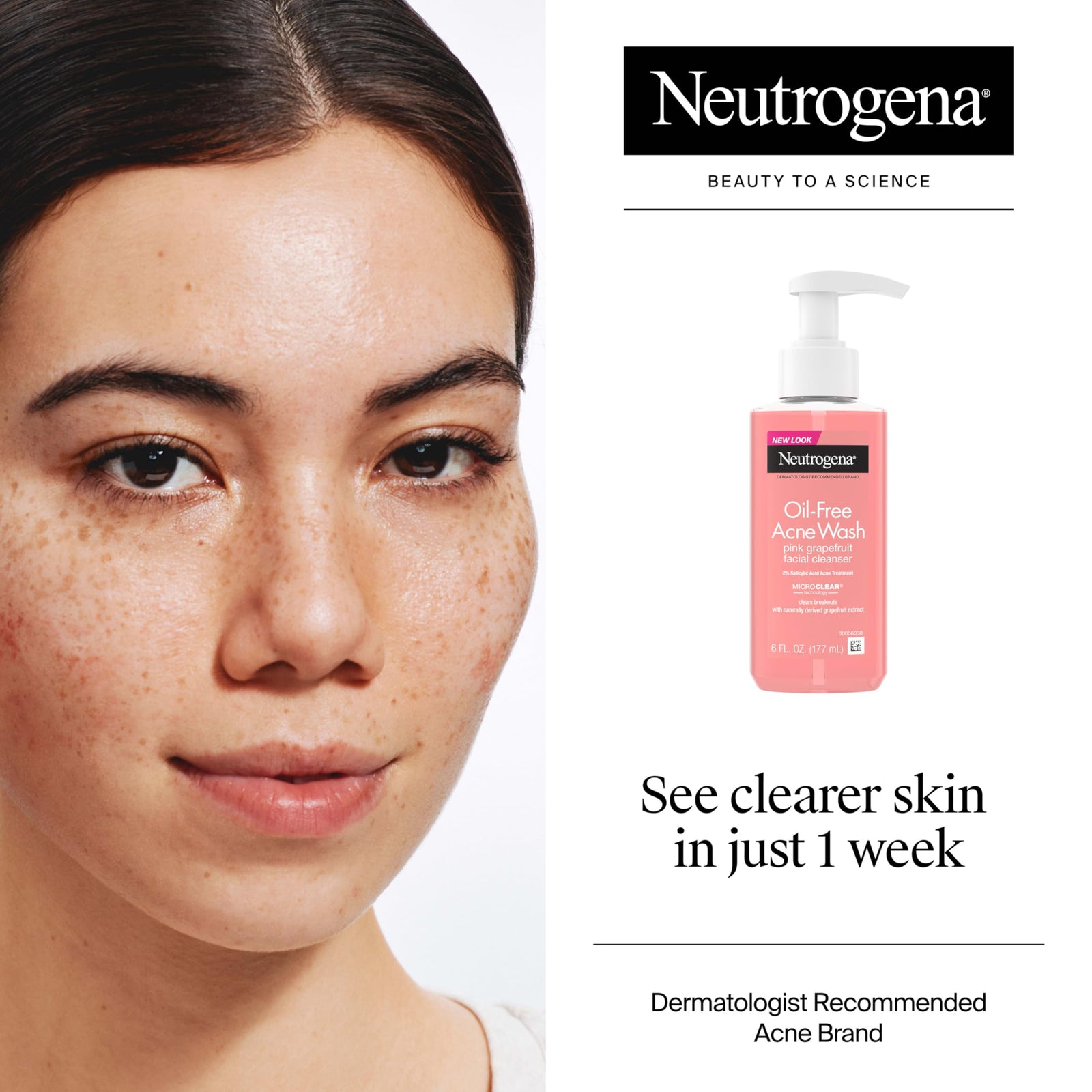 Neutrogena Oil-Free Pink Grapefruit Pore Cleansing Acne Wash and Daily Liquid Facial Cleanser with 2% Salicylic Acid Acne Medicine and Vitamin C, 6 fl. oz