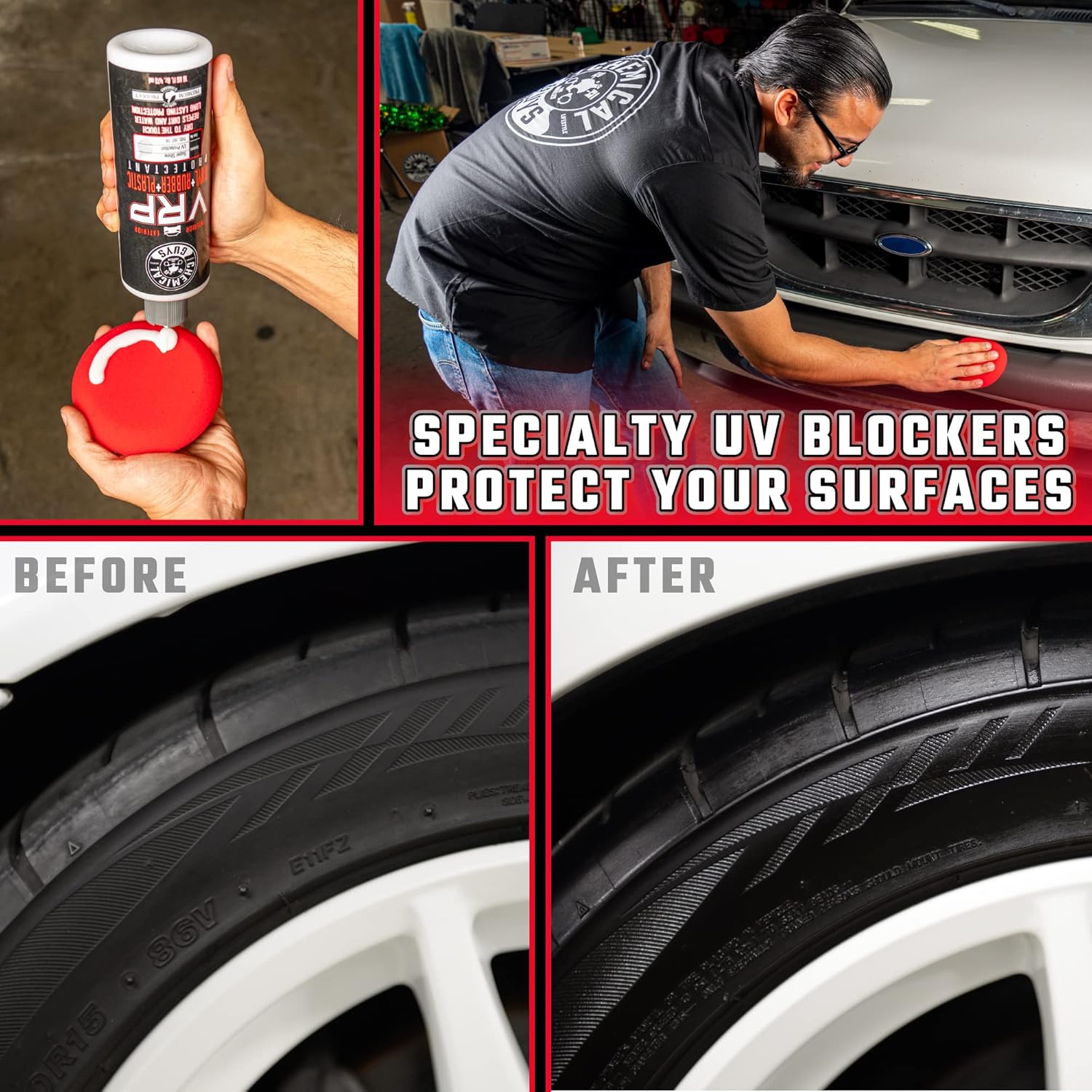 Chemical Guys VRP Vinyl, Rubber, and Plastic Dressing - Tire Dressing, Non-Greasy, Dry-to-the-Touch Shine for Tires, Trim, and More, Safe for Cars, Trucks, SUVs, RVs & More - 16 oz