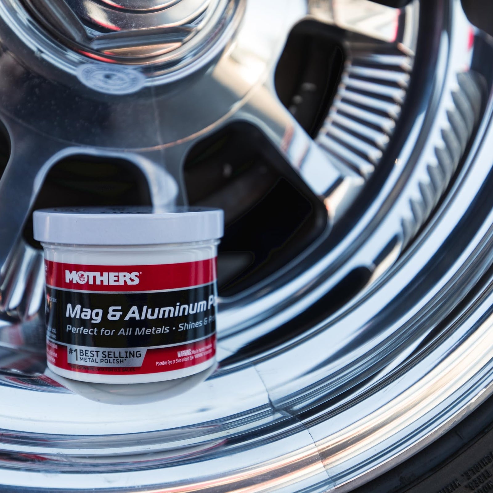 Mothers Mag & Aluminum Polish, 5 oz. — Brilliant Shine, Easy to Use, For All Uncoated & Unplated Metals Including Aluminum Wheels, Stainless Steel Trim and Exhaust Tips, Brass & More (05100)