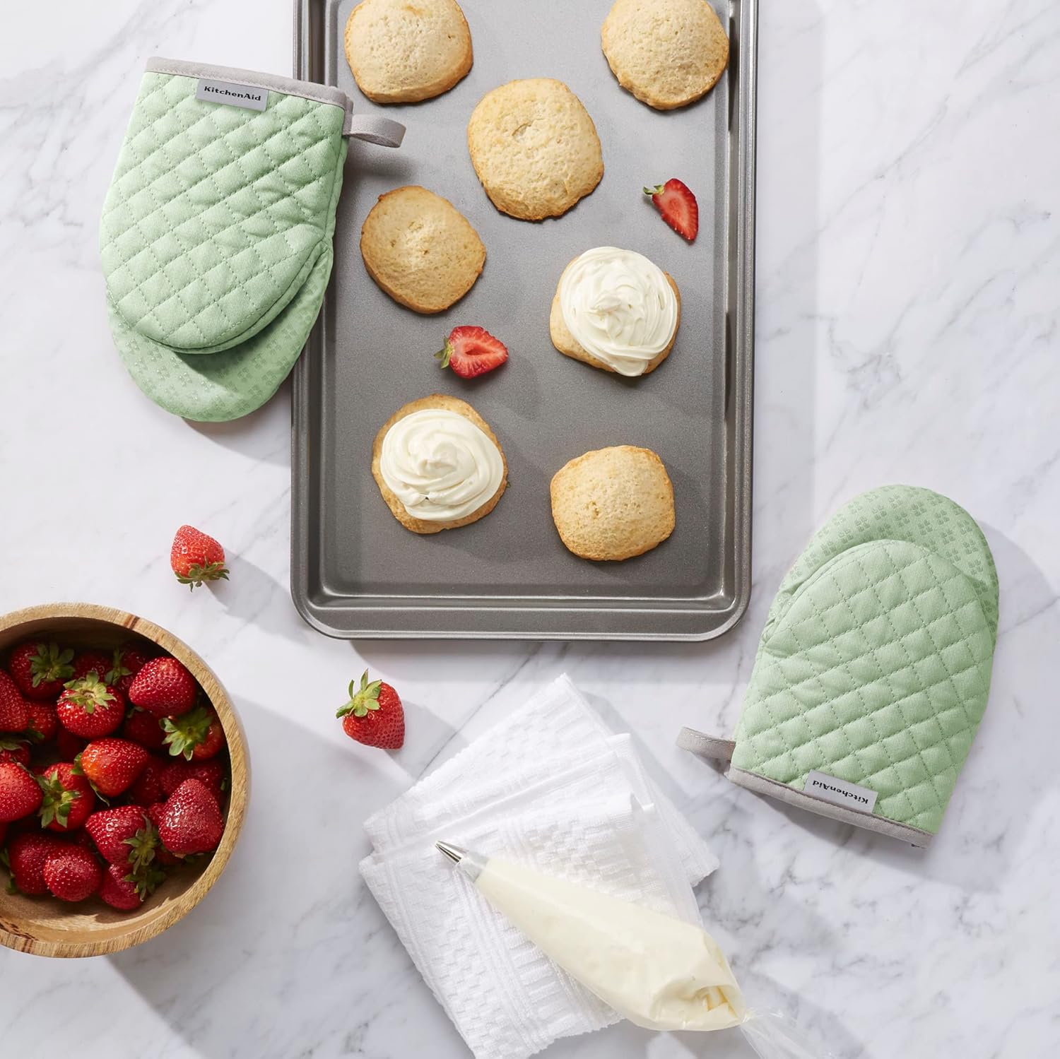 KitchenAid Asteroid Mini Oven Mitt Set, 5.5"x8", Charcoal Grey, 2 Piece