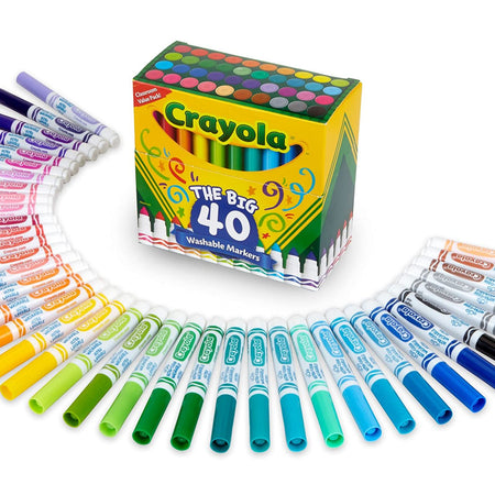 Crayola Ultra Clean Fine Line Washable Markers (40ct), Colored Markers for Kids, Fine Tip, Coloring Book Art Supplies, Gifts for Kids, Ages 3, 4, 5