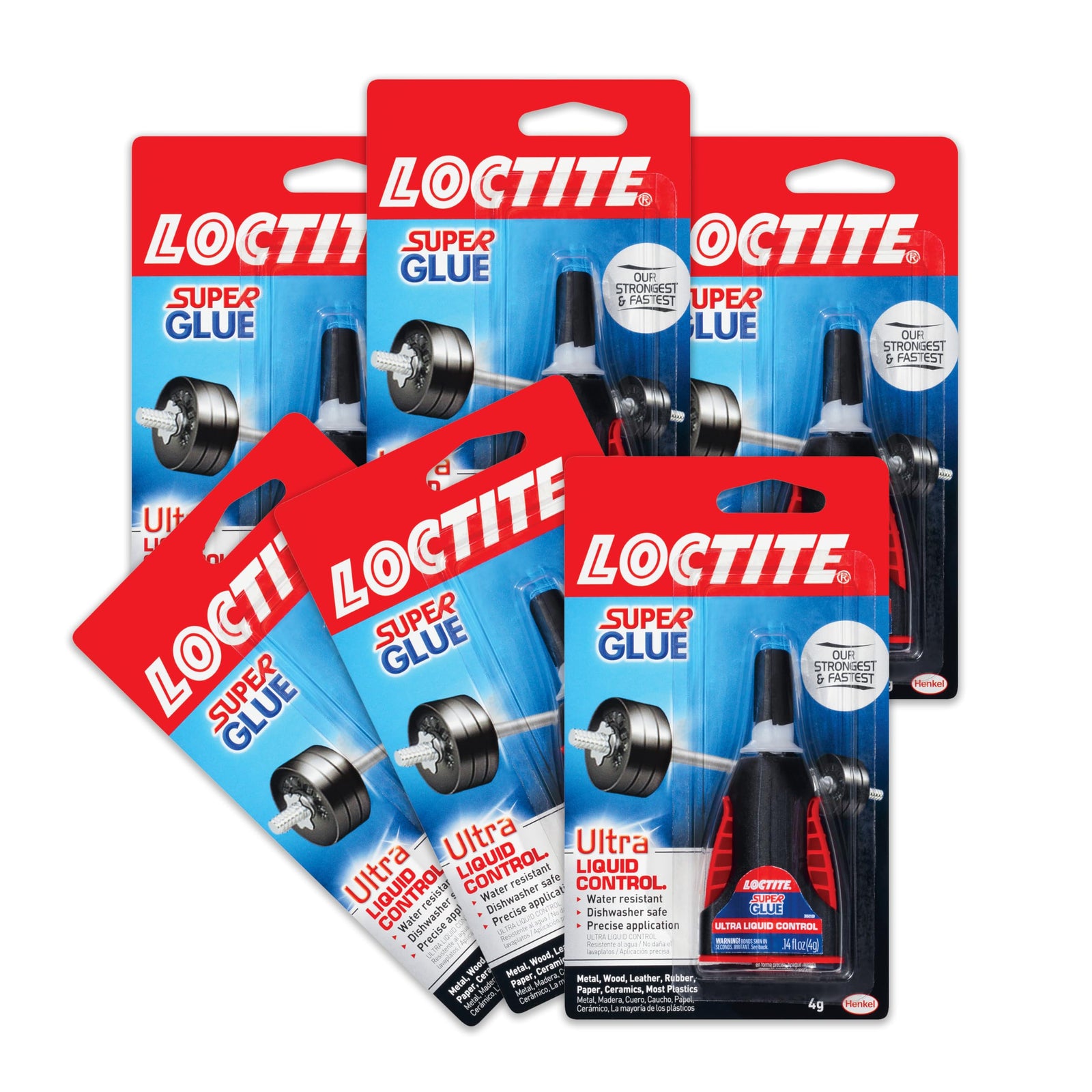 Loctite Super Glue Ultra Liquid Control, Clear, 0.14 fl oz Bottle, 6 Pack - Superglue for Plastic, Wood, Metal, Crafts & Repair, Cyanoacrylate Adhesive Instant Glue, Quick Dry