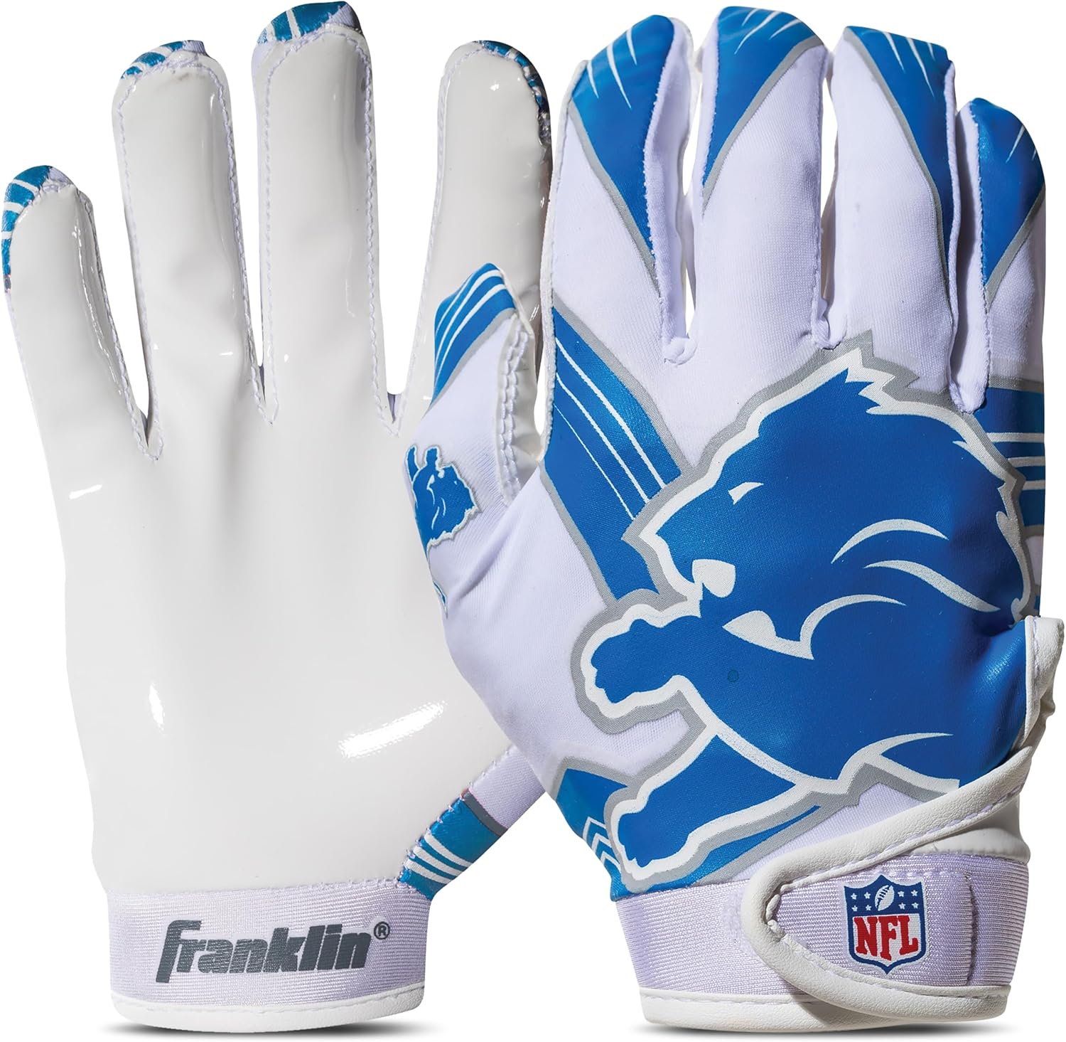 Franklin Sports Youth NFL Football Receiver Gloves - Kids Football Gloves Pair - NFL Team Logos and Silicone Palm