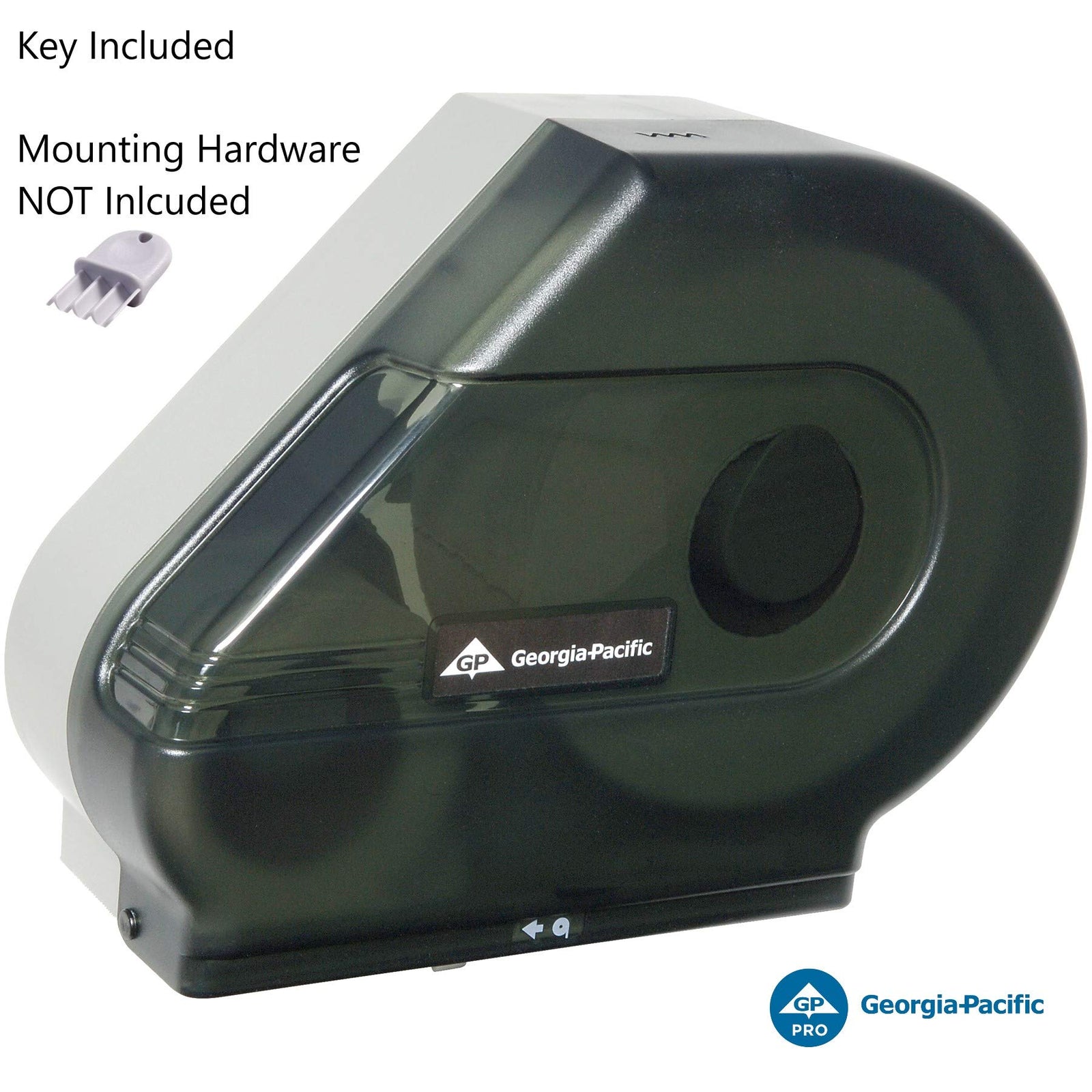 Georgia-Pacific Single-Roll Jumbo Toilet Paper Dispenser by GP PRO (Georgia-Pacific), Translucent Smoke, 59009, 10.610" W x 5.390" D x 11.290" H