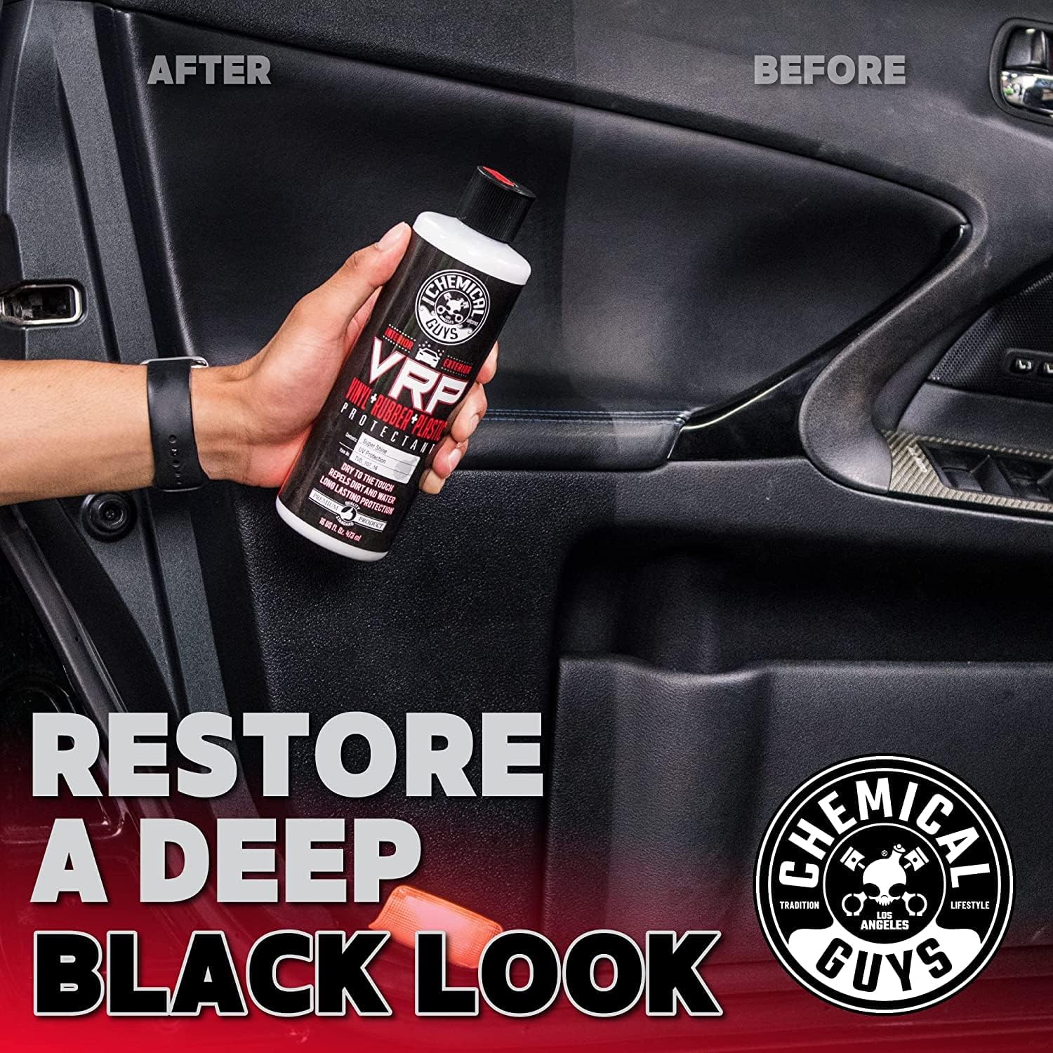 Chemical Guys VRP Vinyl, Rubber, and Plastic Dressing - Tire Dressing, Non-Greasy, Dry-to-the-Touch Shine for Tires, Trim, and More, Safe for Cars, Trucks, SUVs, RVs & More - 16 oz