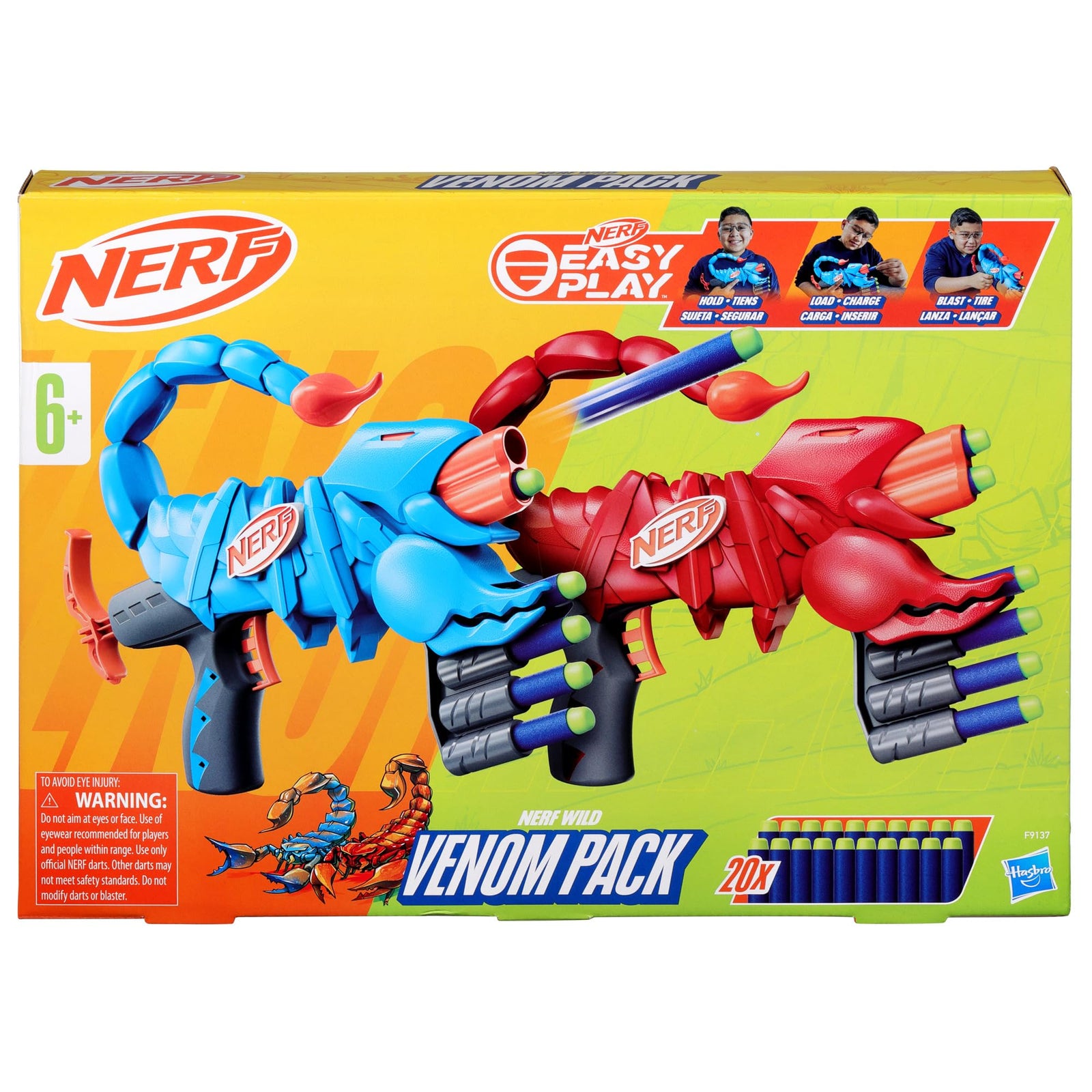 Wild Venompack, Includes 2 Easy Play Nerf Blasters, Scorpion Designs, 20 Nerf Elite Darts, Snake Toys, Ages 6+ (Amazon Exclusive)