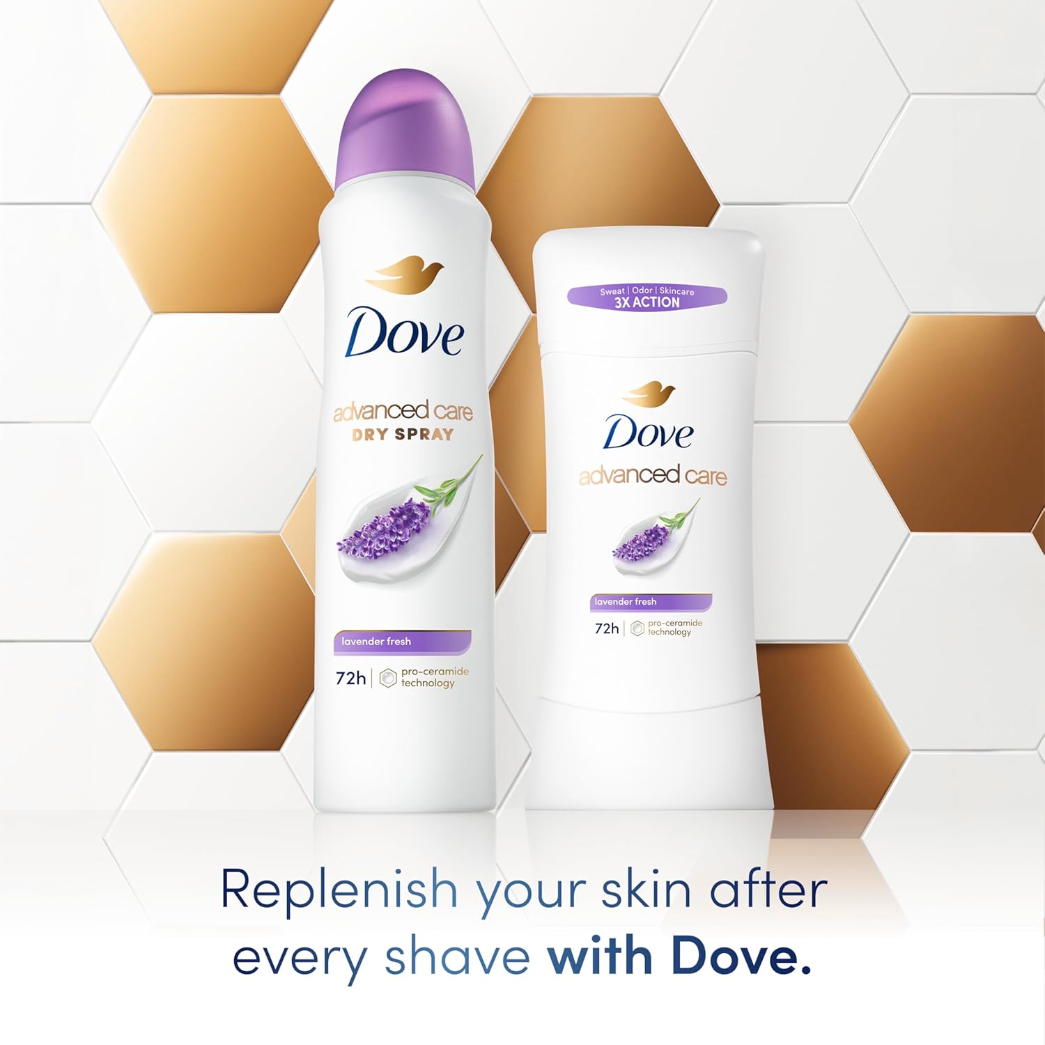 Dove Advanced Care Antiperspirant Deodorant Stick Cool Essentials 4 ct for helping your skin barrier repair after shaving 72 hour odor control and sweat protection with Pro Ceramide Technology 2.6 oz