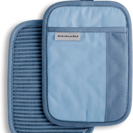 KitchenAid Beacon Two-Tone Non-Slip Pot Holder Set, Cool Grey/Frost Grey, 7"x10", 2 Piece
