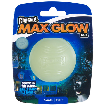 Chuckit! Glow in the Dark Bouncy Ball for Dogs, Chuckit Dog Toy, Max Glow Balls - Large, 3 Inch, Pack of 1