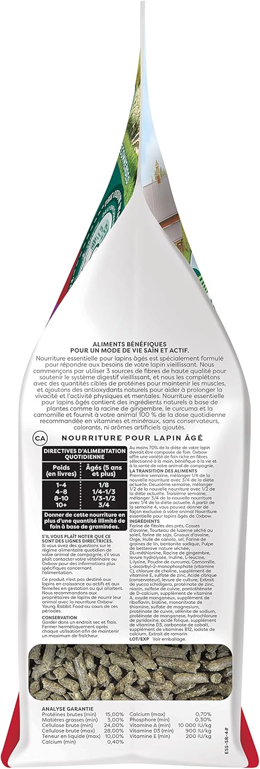 Oxbow Essentials Rabbit Food, Adult Rabbit, Made with Oxbow Timothy Hay, Pet Pellets with Vitamins & Minerals, Small Animal Pet Products, Bunny Supplies, Made in USA, Bunny Food, 5 lb