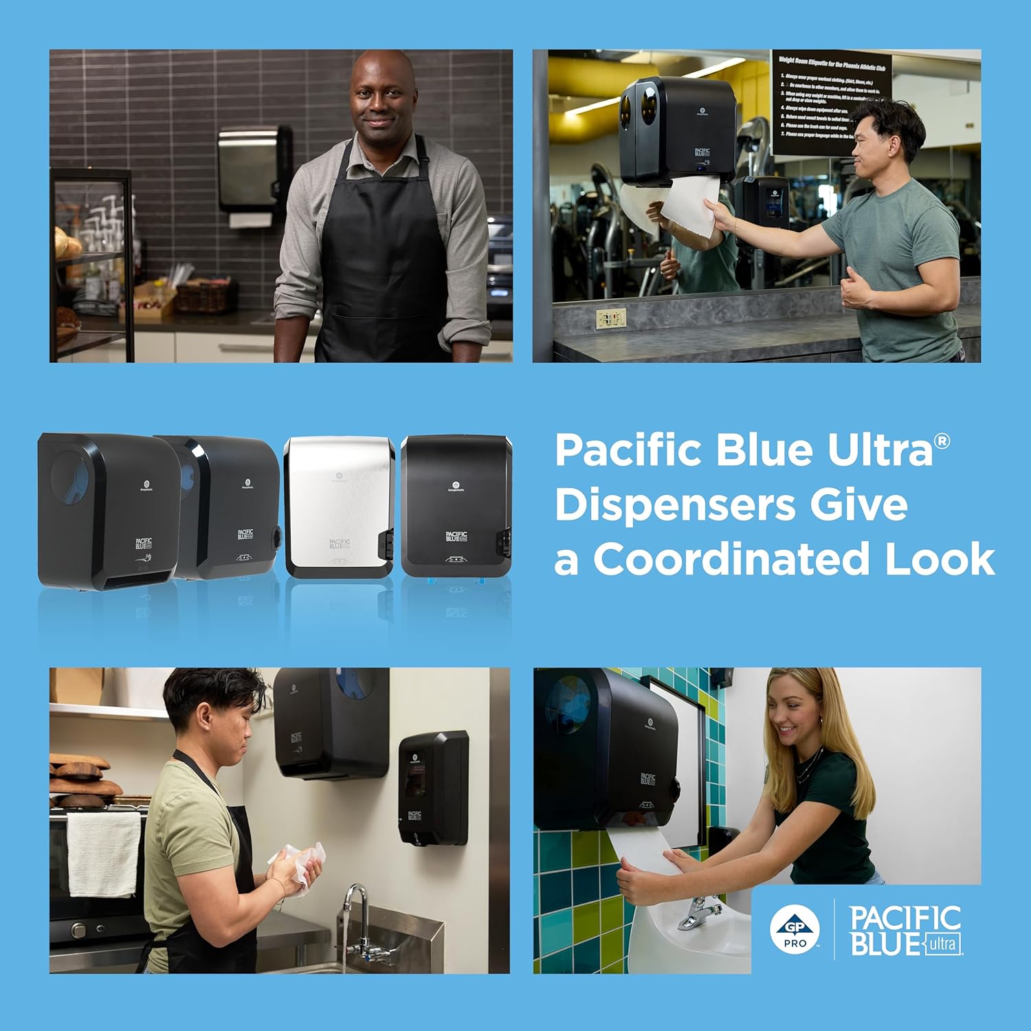 Pacific Blue Ultra 8" High-Capacity Mechanical Touchless Paper Towel Dispenser by GP PRO (Georgia-Pacific), Black, 59589, 12.9" W x 9" D x 16" H, 1 Dispenser