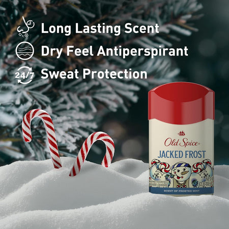 Old Spice Antiperspirant & Deodorant for Men, Holidudes Limited Edition, 24/7 Sweat Protection, Stocking Stuffer, Jacked Frost Frosted Mint Scent, 2.6 oz