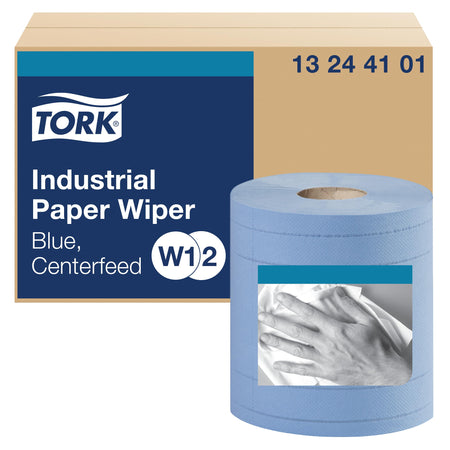 Tork Industrial Wiper Blue W1/W2, Centerfeed, 2 x 375 Sheets, 13244101