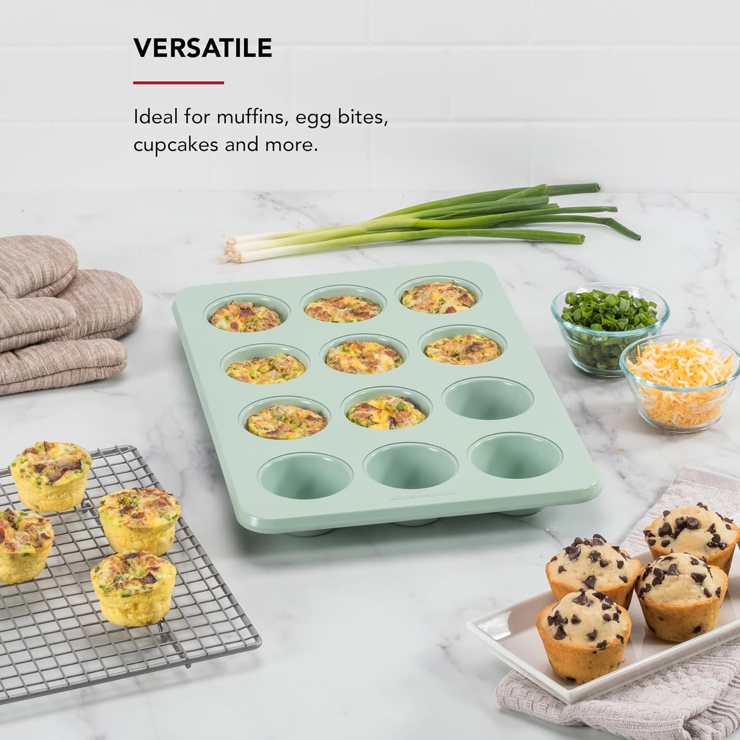KitchenAid Non-stick Muffin Pan, 12 Cup, Evergreen