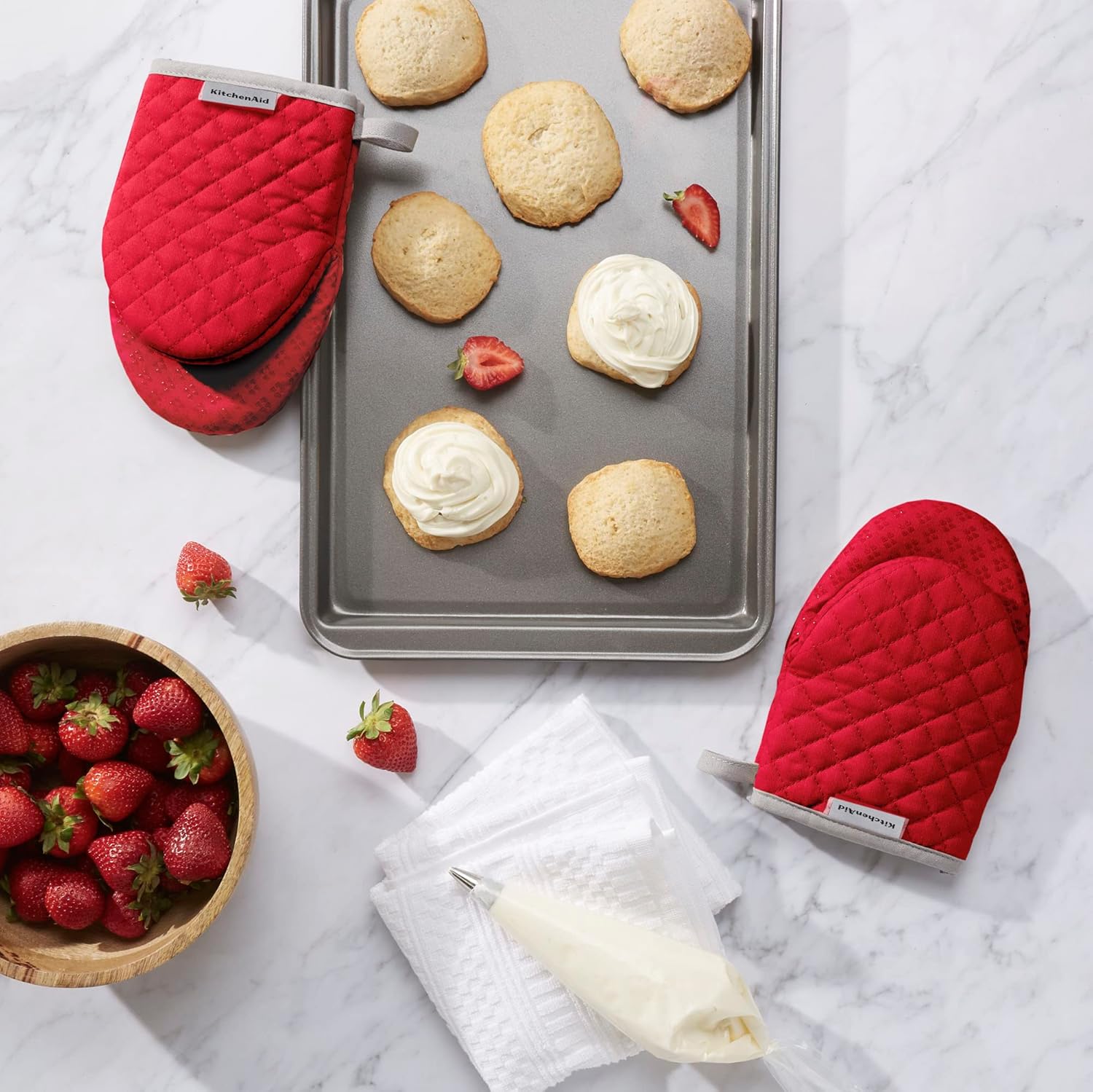 KitchenAid Asteroid Mini Oven Mitt Set, 5.5"x8", Charcoal Grey, 2 Piece