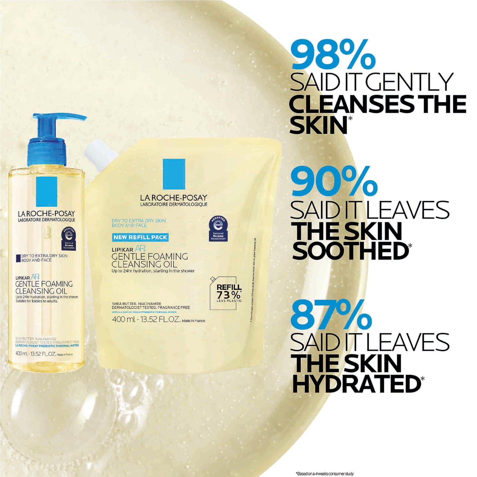 La Roche-Posay Lipikar AP+ Gentle Foaming Cleansing Oil, Gentle Oil Cleanser for Face and Body Formulated with Niacinamide, Long-Lasting 24-hour Hydration, Fragrance-Free & Soap Free