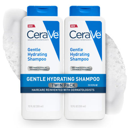 CeraVe Gentle Hydrating Shampoo, With Ceramides, Niacinamide & Hyaluronic Acid For Soft, Healthy Looking Hair & Scalp, Sulfate Free & Color Safe Shampoo, For All Hair Types, 12 Oz
