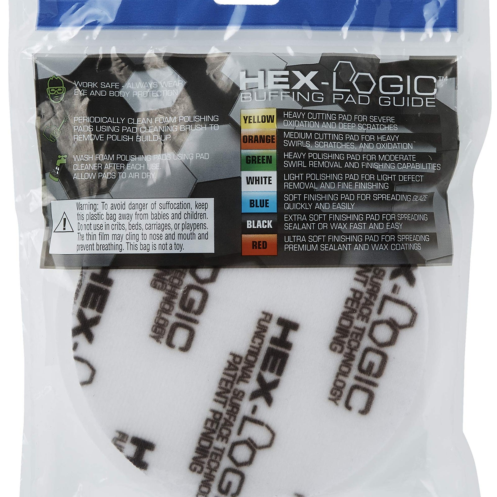 Chemical Guys BUFX_106HEX5 BUFX_106_HEX5 Hex-Logic Finishing Pad, Black (5.5 Inch Pad Made for 5 Inch Backing Plates), 1 Pad Included