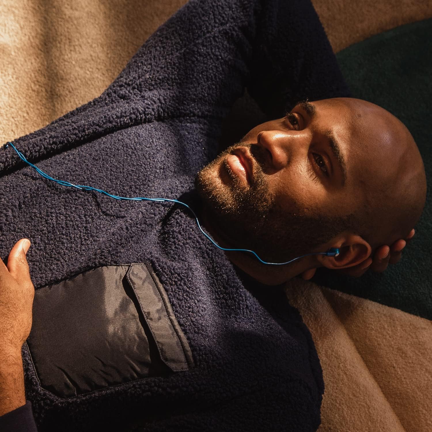 Panasonic ErgoFit Wired Earbuds, 3.5mm Jack in-Ear Headphones with Dynamic Crystal-Clear Sound and Soft Ergonomic Custom-Fit Earpieces (S/M/L), for Phones and Laptops - RP-HJE120-AA (Metallic Blue)