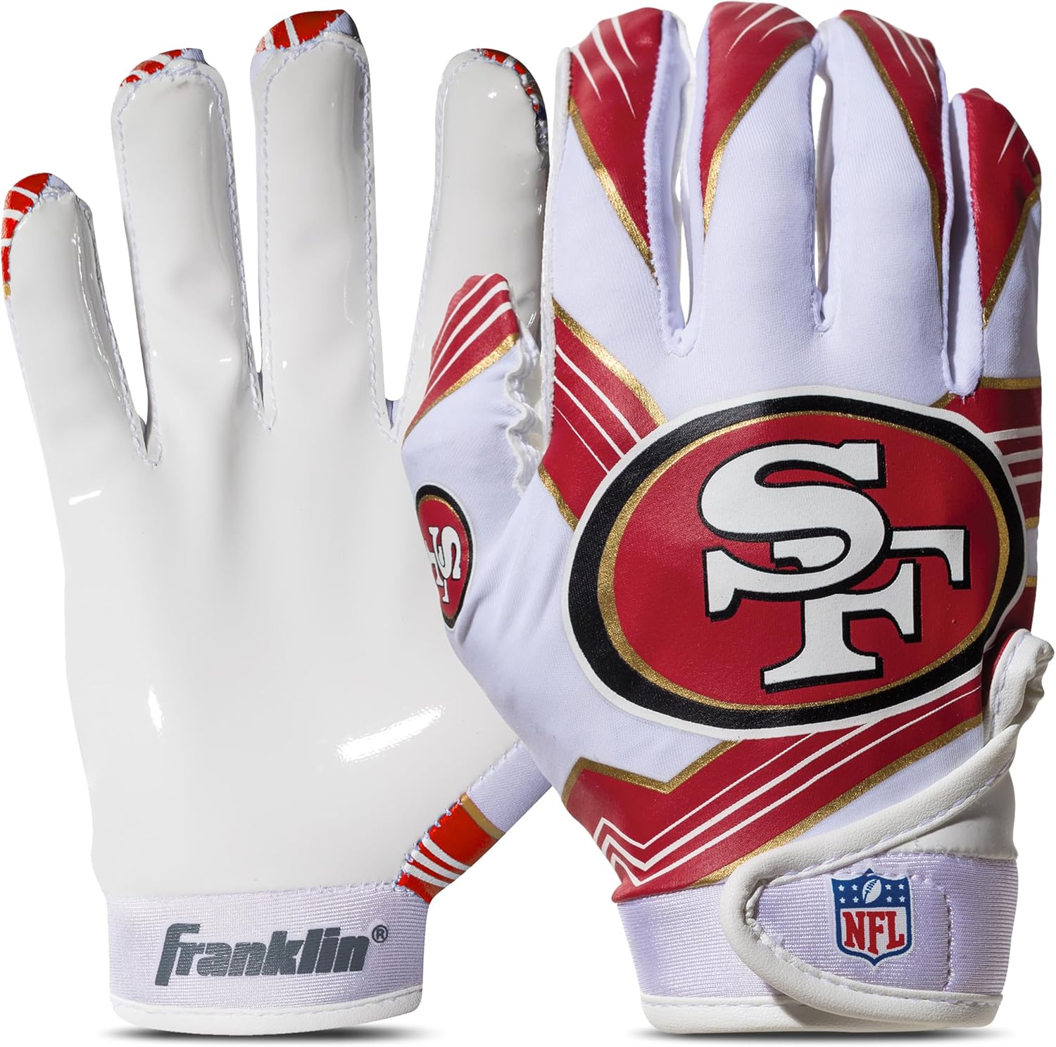Franklin Sports Youth NFL Football Receiver Gloves - Kids Football Gloves Pair - NFL Team Logos and Silicone Palm