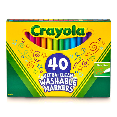 Crayola Ultra Clean Fine Line Washable Markers (40ct), Colored Markers for Kids, Fine Tip, Coloring Book Art Supplies, Gifts for Kids, Ages 3, 4, 5