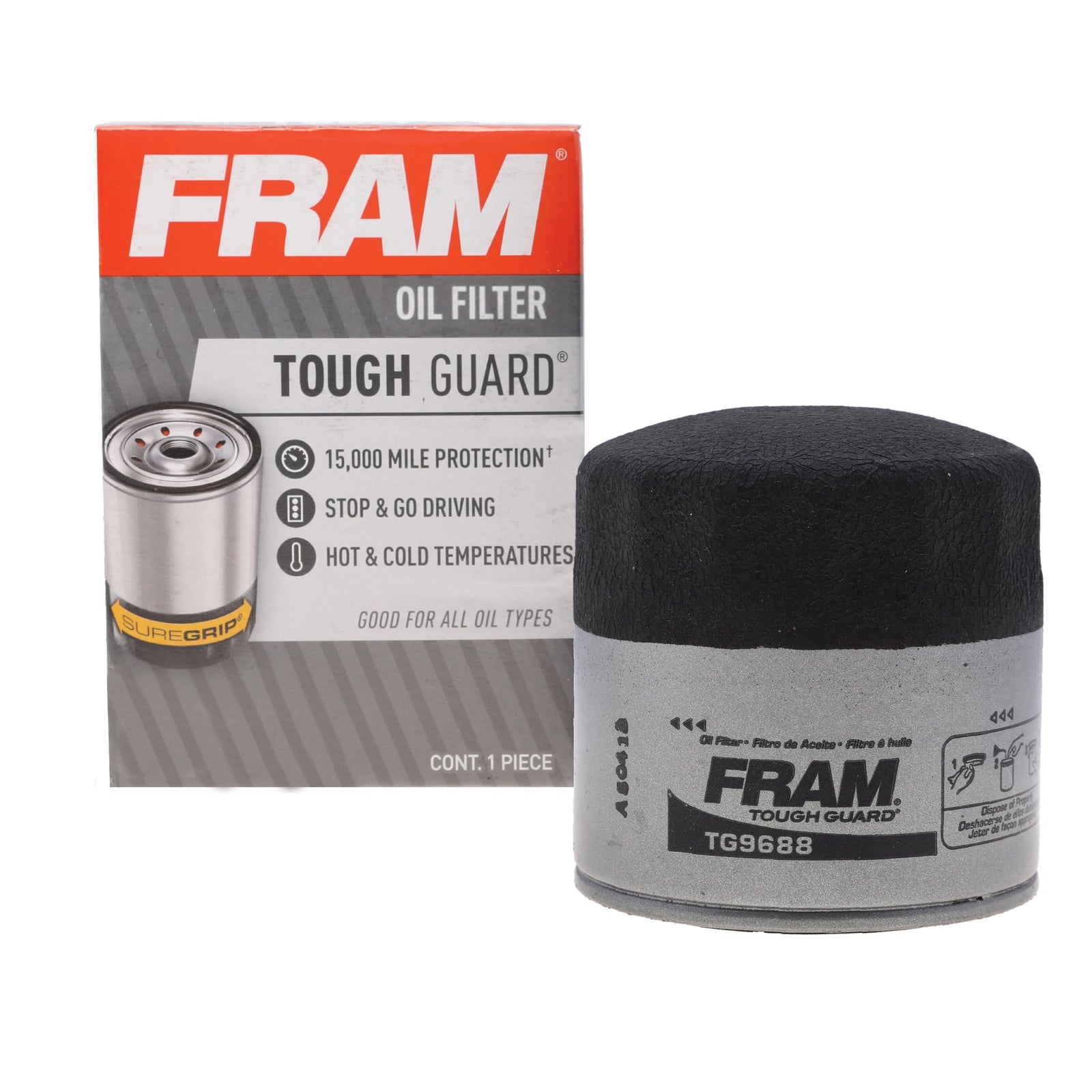FRAM Extra Guard PH9688 10K Mile Change Automotive Replacement Interval Spin-On Engine Oil Filter for Select Vehicle Model Years, Vehicle Engine Protection Oil Filter for Everyday Drivers