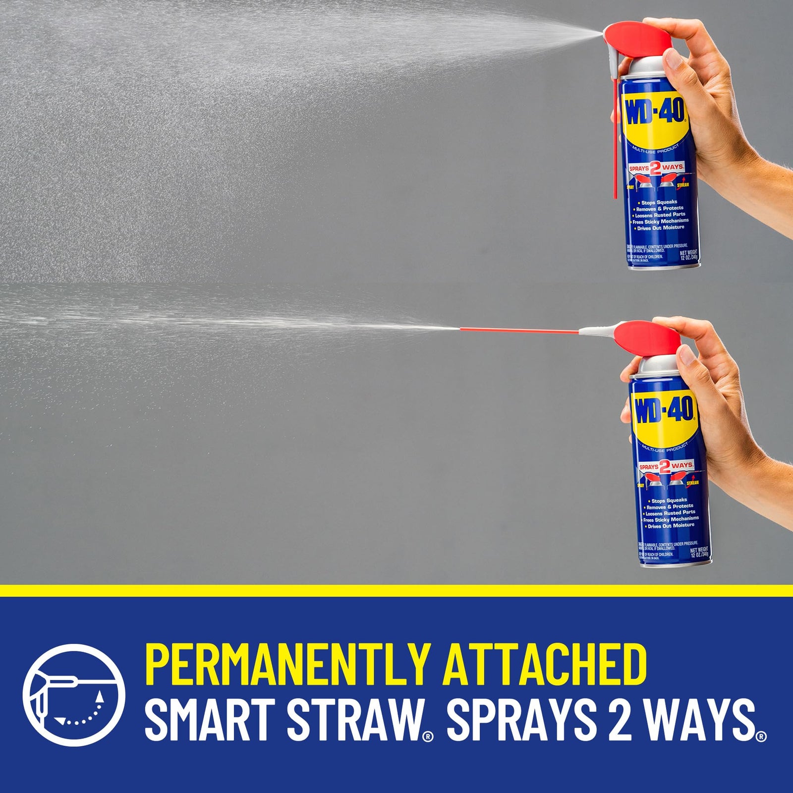WD-40 Original Formula, Multi-Use Product with Smart Straw Sprays 2 Ways, 14.4 OZ [2-Pack]
