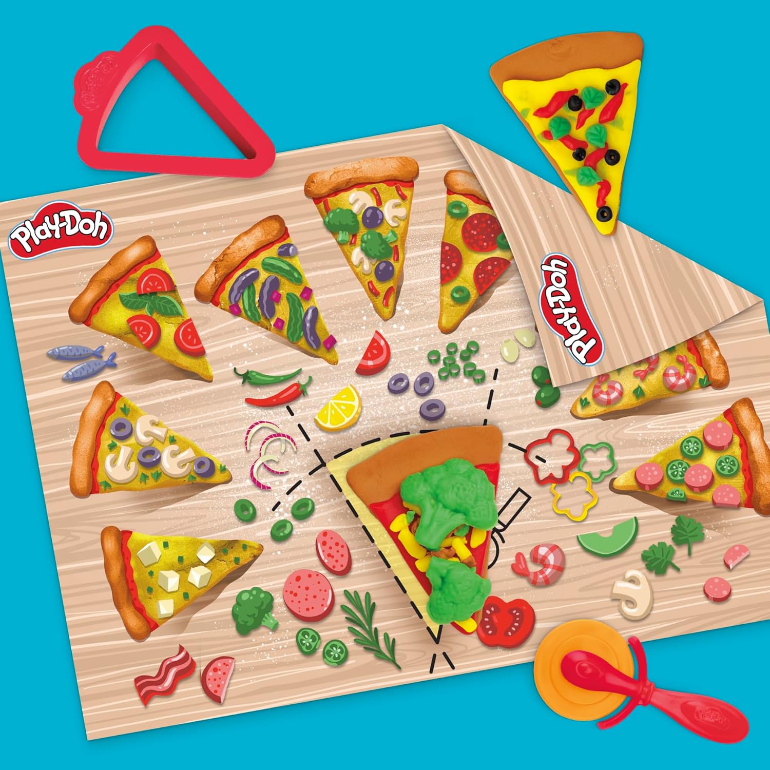 Play-Doh Pizza Slice Playset, Play Food Kitchen Toys for Kids, Arts & Crafts for Boys & Girls 3+ (Amazon Exclusive)