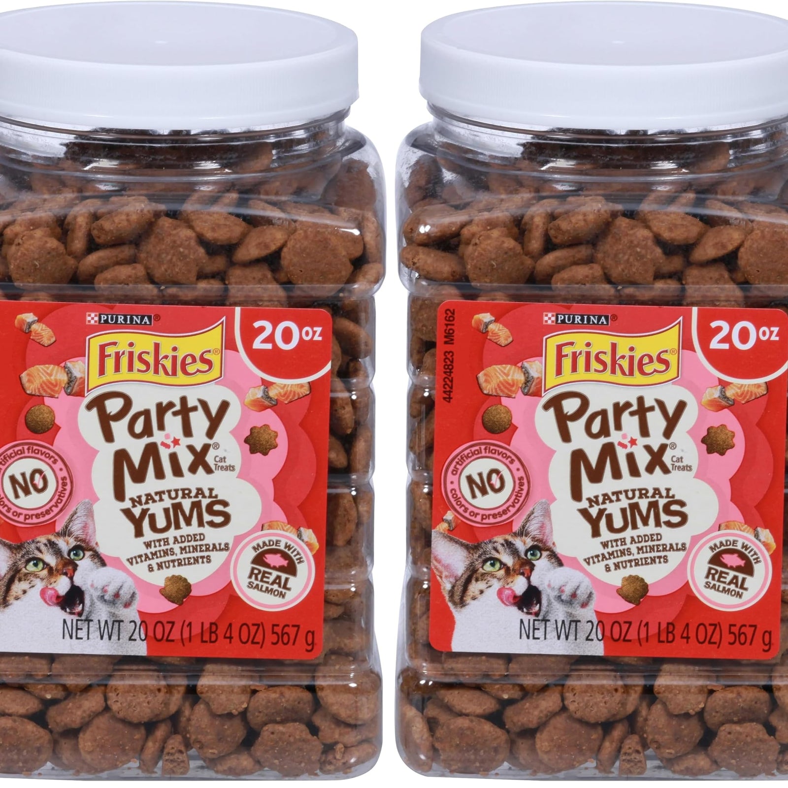 Purina Friskies Natural Cat Treats, Party Mix Natural Yums With Real Salmon and Vitamins, Minerals & Nutrients - (Pack of 10) 2.1 Oz. Pouches