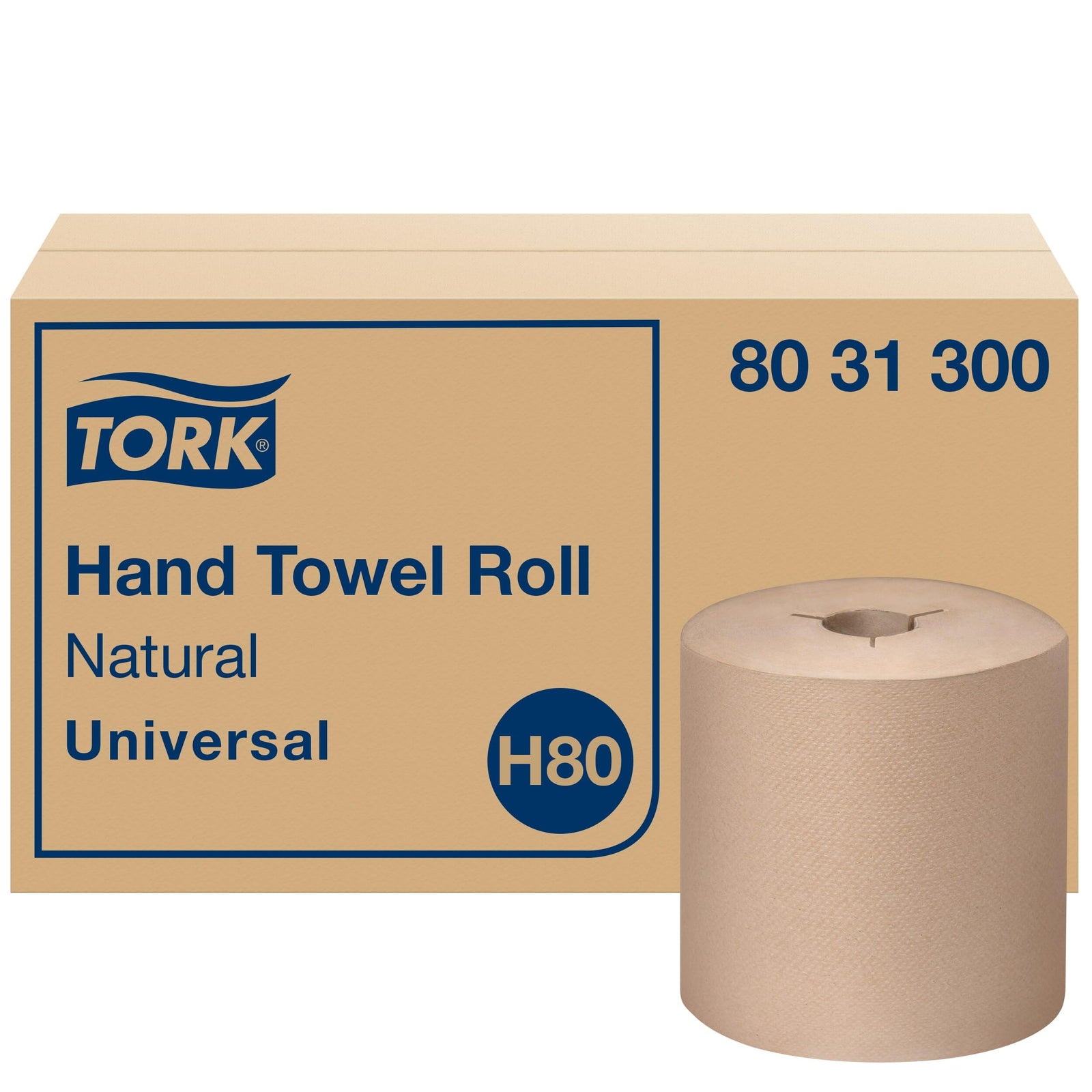 Tork Hand Towel Roll, Natural, Universal, H80, Extra Large, 100% Recycled, 1-Ply, 6 Rolls x 1000 ft, 8031000